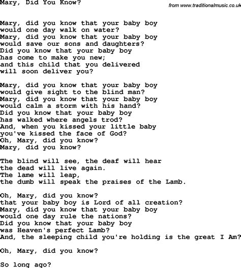 Mary Did You Know Printable Lyrics