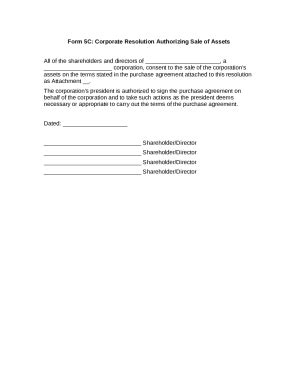 5C Corporate Resolution Authorizing Sale Of Assets Doc Template