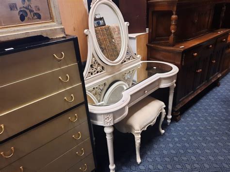 Glass Top Dressing Table Mirror Stool Southgate Auction Rooms