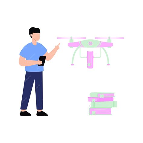 Premium Vector | Boy receiving a book delivery via drone