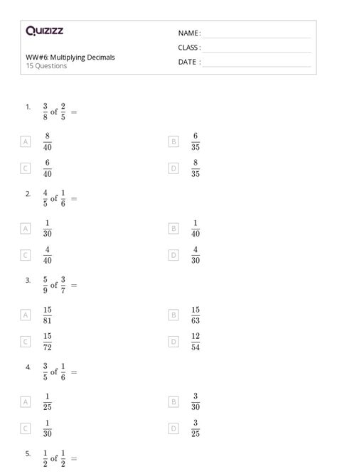 50 Multiplying Decimals Worksheets On Quizizz Free And Printable