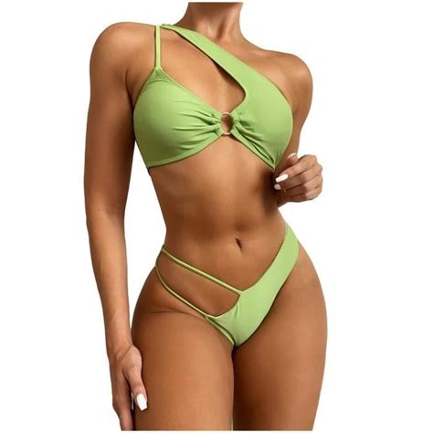 Lukcolor Sexy femmes couleur unie dos nu Bikini deux pièces maillots de