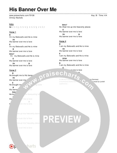 His Banner Over Me Chords Pdf Christy Nockels Praisecharts