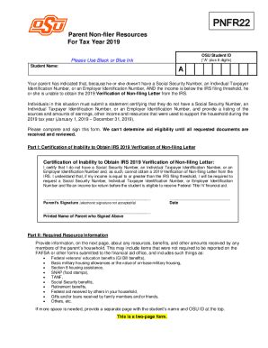 Fillable Online Dependent Verification Worksheet Go Okstate Edu Fax