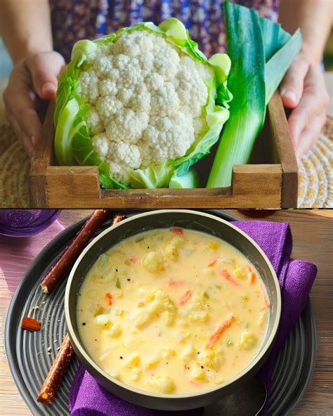 Creamy Cauliflower Leek And Cheddar Soup Greenku Recipes