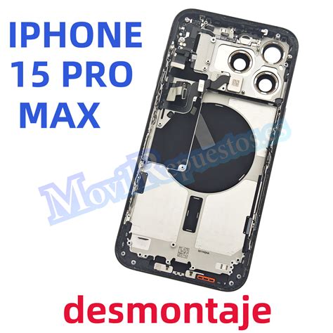 Carcasa Intermedia Con Tapa Trasera Para IPhone 15 Pro Max Negro De