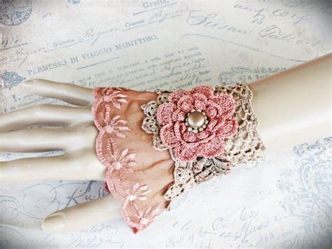 Heirloom Lace Cuff Coral Vintage Lace Bracelet Victorian Etsy