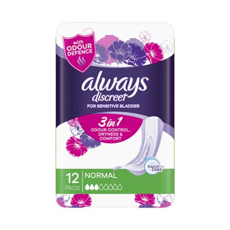 Always Discreet Normal Incontinence Pads 12 Pack Shop And Dispatch