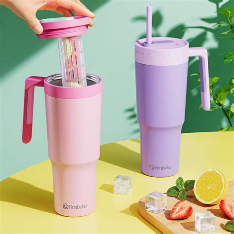 Fimibuke Vaso De 40 Onzas Con Asa E Infusor De Frutas Taza Aislada Al