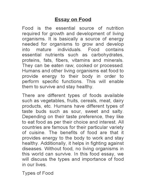 Essay On Food Pdf Foods Nutrition