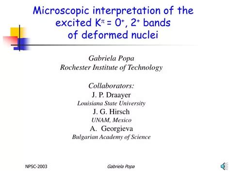 Ppt Microscopic Interpretation Of The Excited K 0 2 Bands Of Deformed Nuclei