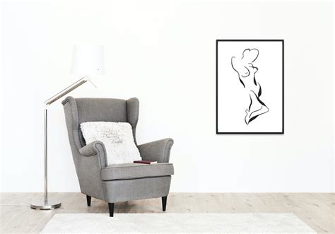 Women Posing Nude Drawing Print Printable Nude Women Wall Art