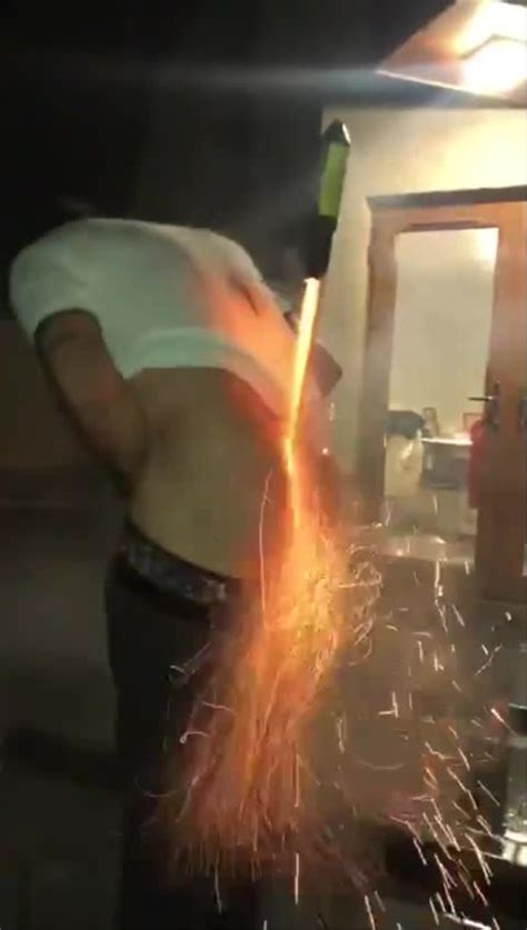 Scottish Yob Filmed Blasting Firework From Between His Bum Cheeks Faces