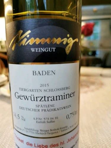 Kimmig Tiergarten Schlossberg Gew Rztraminer Sp Tlese Vivino Us