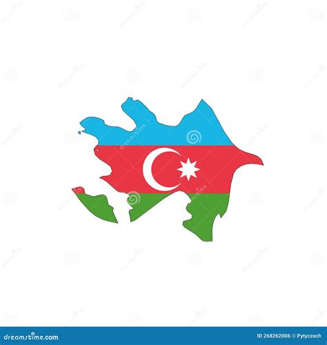 Azerbaijan National Flag In A Shape Of Country Map Stock Vector