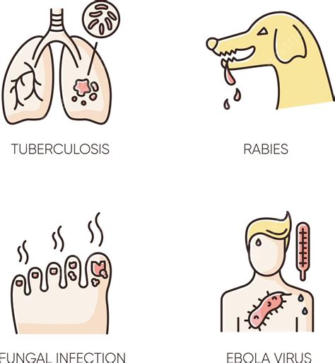 Set Of Colorful Icons For Dangerous Infectious Diseases Vector Set Tb Diagnosis Png And