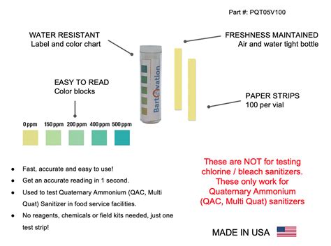 Restaurant Quaternary Ammonium Qac Multi Quat Sanitizer Test Paper