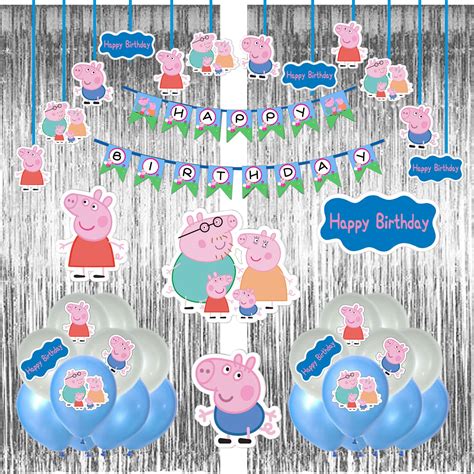 Wow Party Studio Pig Cartoon Theme Birthday Decorations Items Combo Set