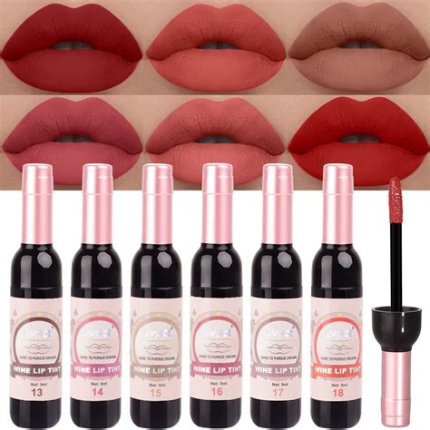 Evpct 6pcs Wine Bottle Lip Tint Stain 6 Colors Waterproof