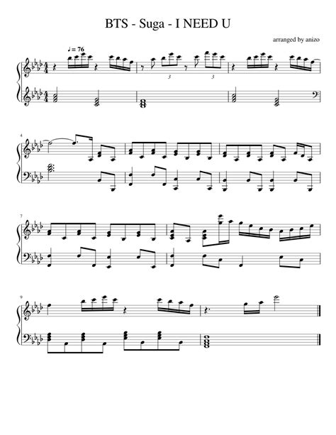 I Need U Bts Suga Sheet Music For Piano Download Free In Pdf Or