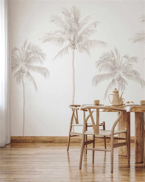 Tropical Palm Tree Wallpaper Mural Removable Fabric Peel & Stick