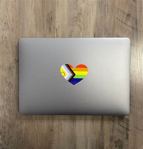 Progress Pride Flag Heart Shaped Vinyl Stickers Etsy