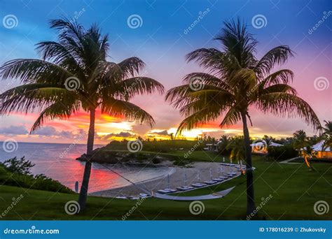 beautiful sunset   bahamas stock image image  black beach