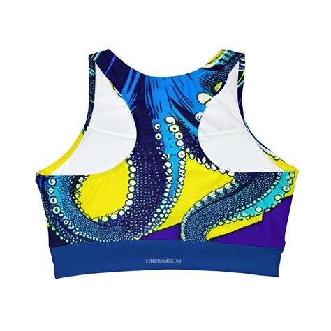 High Neck Crop Bikini Top For Female Scuba Divers Octopus Cute Swimsuit Top Full Coverage