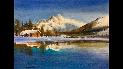 How To Paint Snowy Landscape In Watercolor Painting Demo By Javid