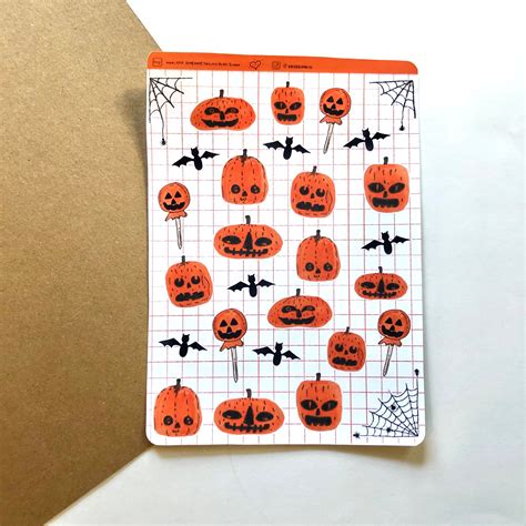 Spooky Halloween Pumpkin Stickers For Bullet Journal Kawaii Etsy