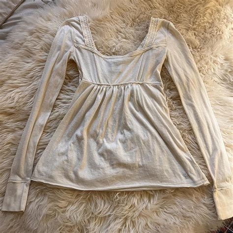 Abercrombie And Fitch White Long Sleeve Babydoll Depop