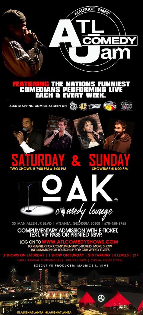 Atl Comedy Jam Oak Comedy Lounge Atlanta Ga Aug 10 2019 700 Pm