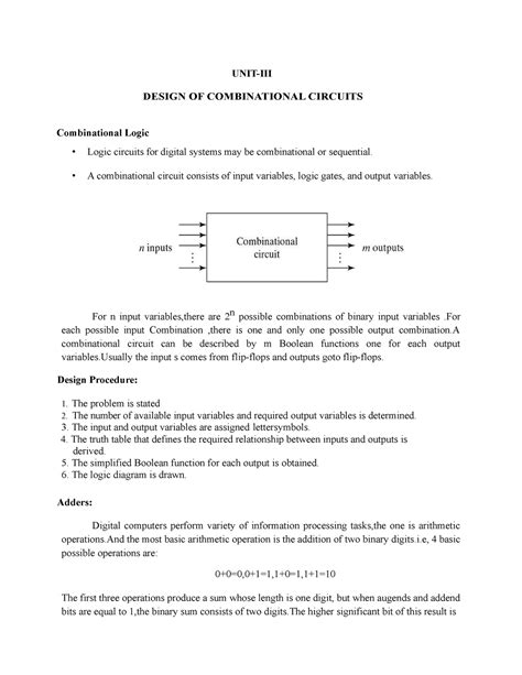 Digital System Design Design Of Combinational Circuits Unit Iii