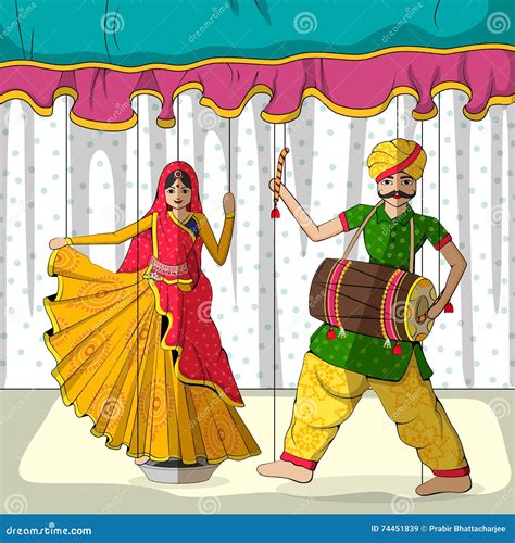 Dancing Rajasthani Couple Cartoon Vector Cartoondealer