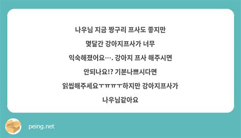 나우님 지금 짱구리 프사도 좋지만 몇달간 강아지프사가 너무 익숙해졌어요 강아지 프사 해주시면 Peing 質問箱