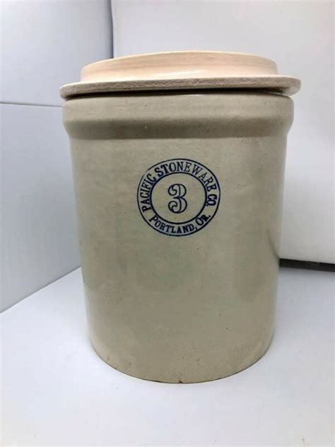 Pacific Stoneware 3 Gallon Crock With Matching Lid Antique Price