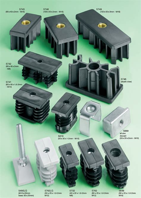 Rectangle Threaded Tube Inserts Flexliner Levelling Feet