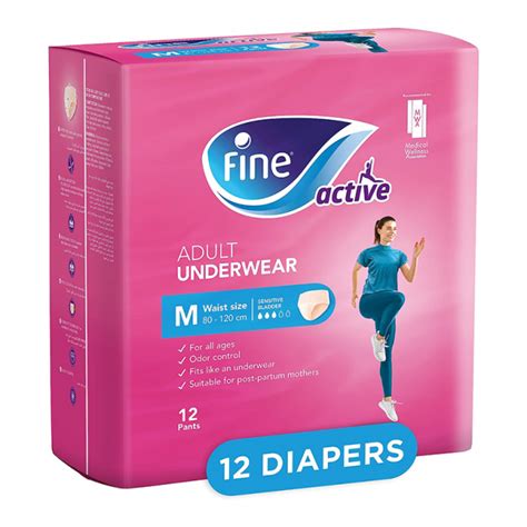 Fine Care Adult Diaper Active Pull Ups Medium 12 Diapers