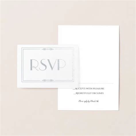 Silver Foil Wedding RSVP Card | Zazzle