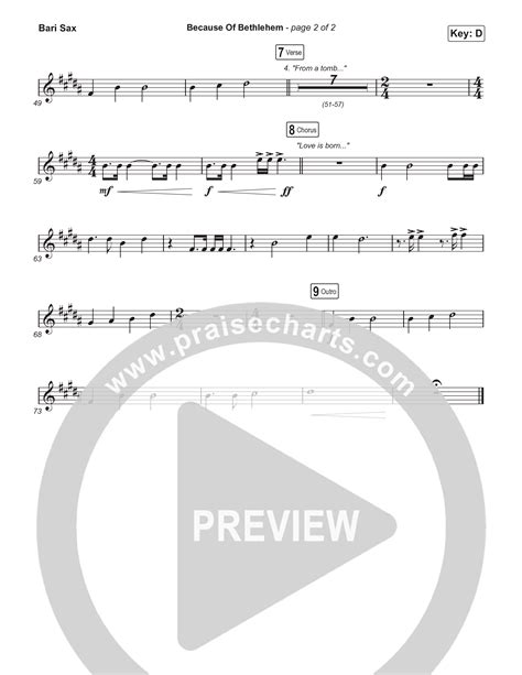 Because Of Bethlehem Choral Anthem Satb Bari Sax Sheet Music Pdf