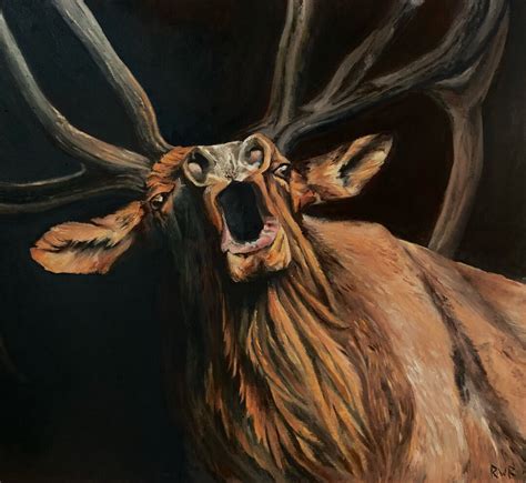 Montana Elk Bugling Oil Painting Original Etsy