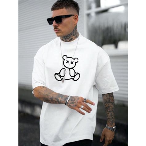 Camiseta Urso Cafona Desenho Estampa Grafica Bordado Frente Blusa Life