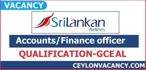 SriLankan Airlines Job 2024 FINANCE OFFICER Ceylon Vacancy