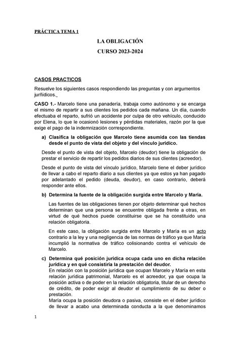 Práctica Tema 1 Caso PrÁctico Tema 1 PrÁctica Tema 1 La ObligaciÓn