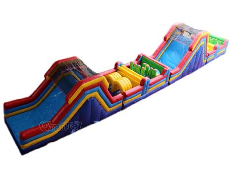 Large Inflatable Obstacle Course With Double Slides - Channal Inflatables