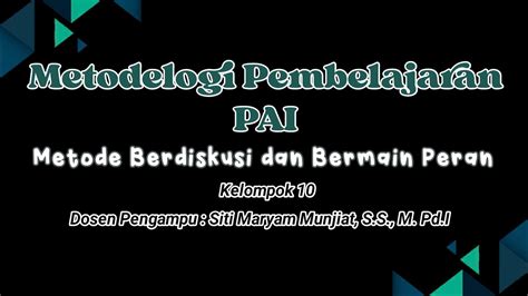 Metode Pembelajaran Pai Metode Berdiskusi Dan Bermain Peran By