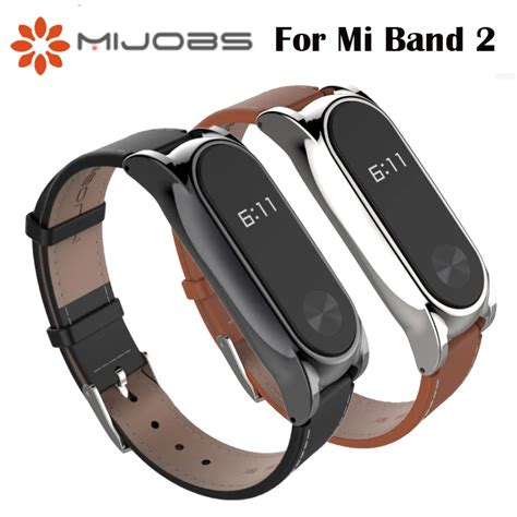 Aliexpress Buy Mijobs Strap For Xiaomi Mi Band Leather Strap