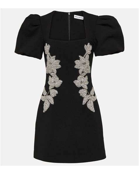 Rebecca Vallance Ginevra Crystal Embellished Crepe Mini Dress In Black