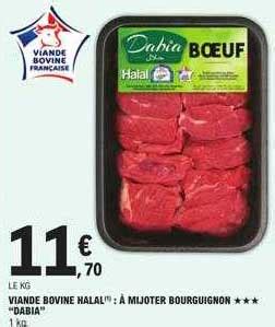 Promo Viande Bovine Halal Mijoter Bourguignon Dabia Chez E