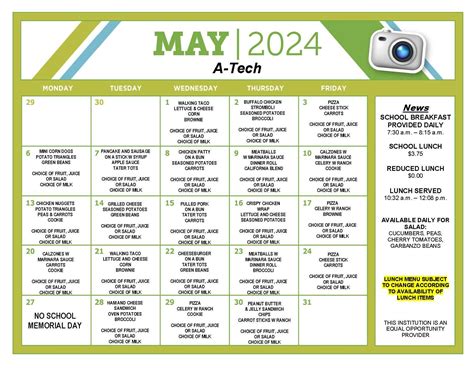 High School Lunch Menu
